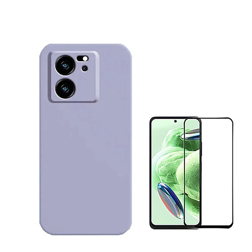 Kit de film en verre trempé de la couverture de 5D + couvercle de silicone liquide Phonecare pour Xiaomi 13T - Violet