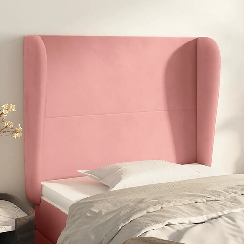 Maison Chic Tête de lit scandinave avec oreilles,meuble de chambre Rose 83x23x118/128 cm Velours -MN90784