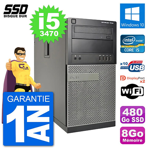 PC Tour Dell OptiPlex 7010 Intel Core i5-3470 RAM 8Go SSD 480Go Windows 10 Wifi · Occasion