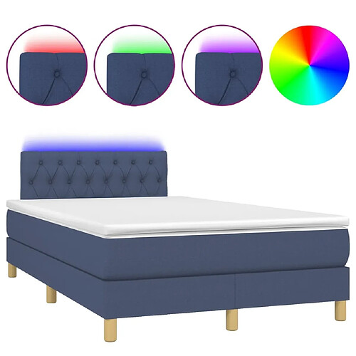 Maison Chic Lit adulte- Lit + matelas + LED,Sommier à lattes de lit matelas et LED bleu 120x190 cm tissu -GKD92058