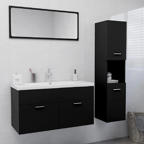 ComfortXL Ensemble De Meubles De Salle De Bain Noir Aggloméré