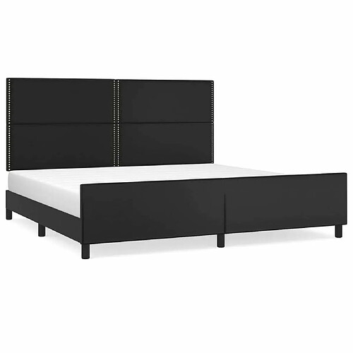 Maison Chic Cadre/structure de lit avec tête de lit pour adulte - Lit Moderne Chambre Noir 200x200 cm Similicuir -MN80824