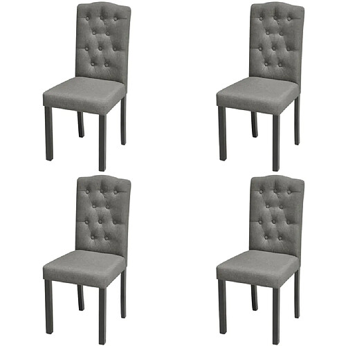 Decoshop26 Lot de 4 chaises de salle à manger cuisine dossier capitonné pieds en bois gris tissu CDS021610