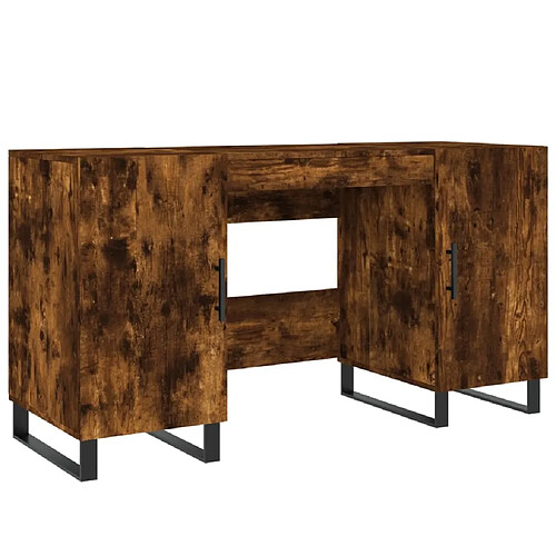 Maison Chic Bureau,Table de travail,bureau de travail pour chambre chêne fumé 140x50x75 cm bois d'ingénierie -GKD74230