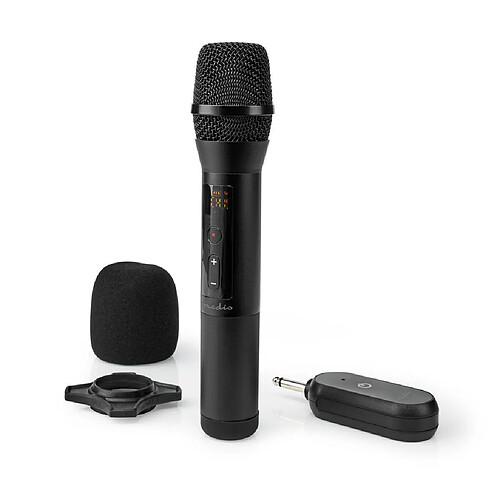 Alpexe Microphone Sans Fil | 20 Canaux | 1 Microphone | 10 heures d'autonomie | Récepteur | Noir