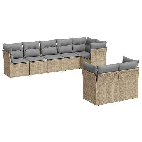 Maison Chic Salon de jardin avec coussins 8 pcs | Ensemble de Table et chaises | Mobilier d'Extérieur beige résine tressée -GKD77896