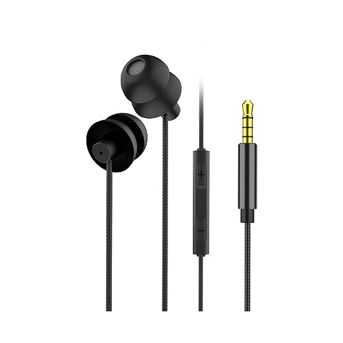 LUUCOZK Écouteurs intra-auriculaires filaires universels avec prise jack 3,5 mm et microphone - Noir