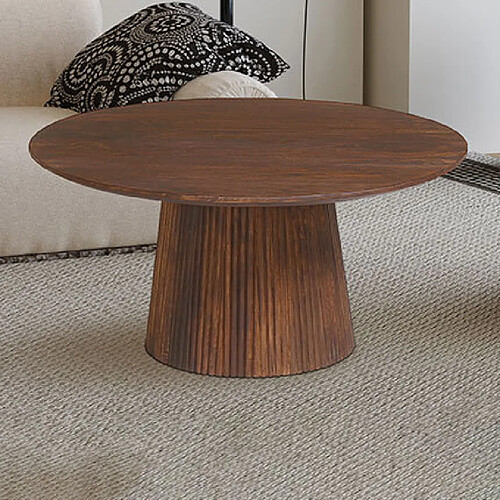 Mes Table basse ronde 80x80x38 cm en manguier marron - MAGUEL