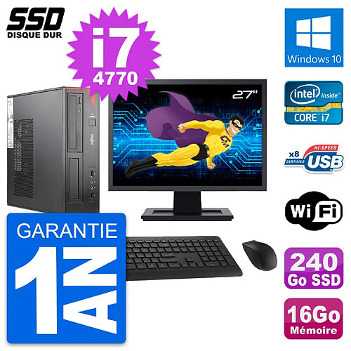 PC Fujitsu E520 DT Ecran 27" Intel i7-4770 RAM 16Go SSD 240Go Windows 10 Wifi · Occasion