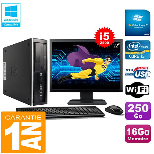 PC HP Compaq Pro 6300 SFF I5-2400 16Go 250Go Graveur DVD Wifi W7 Ecran 22" · Occasion