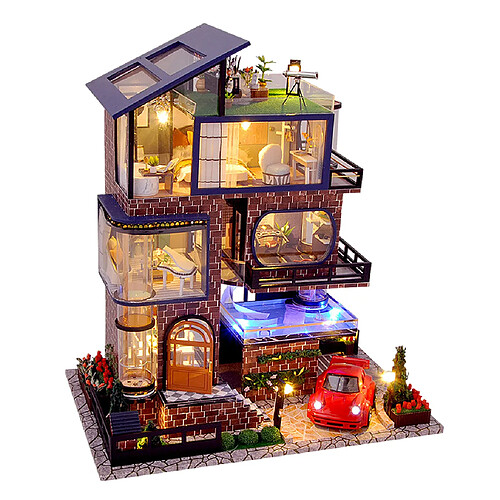 DIY Mini Dollhouse Meubles En Bois Kit, main Grande Maison avec LED Lumière pour Assemblage D'anniversaire Cadeaux pour Enfants Garçons Filles