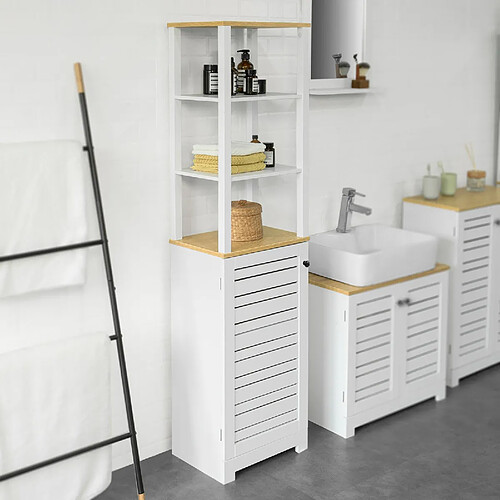 SoBuy BZR43-W Meuble Colonne de Salle de Bain Armoire Haute Meuble de Rangement