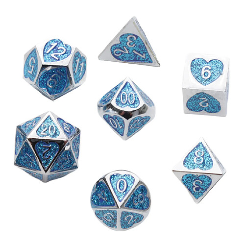 7 Pièces Métal Polyèdre Dés D4 D6 D8 D10 D12 D20 Jeu De Rôle Jeu I