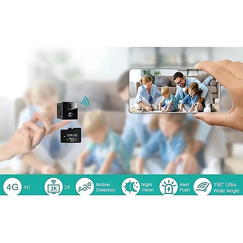 HD4K Mini caméra de surveillance IP WiFi HD 4G 2K, de sécurité sans fil, avec vision nocturne et carte Sim, batterie Rechargeable 2000mAh + Carte micro TF 256 gb