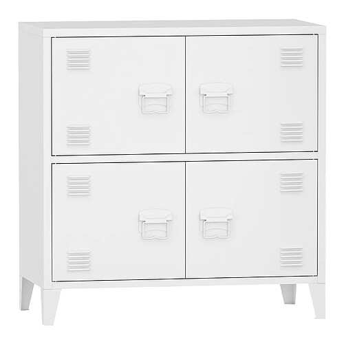 Helloshop26 Armoire de bureau casier de bureau meuble de rangement pour salon bureau chambre atelier métallique à 4 portes acier 82 x 80 x 40 cm blanc 03_0006326