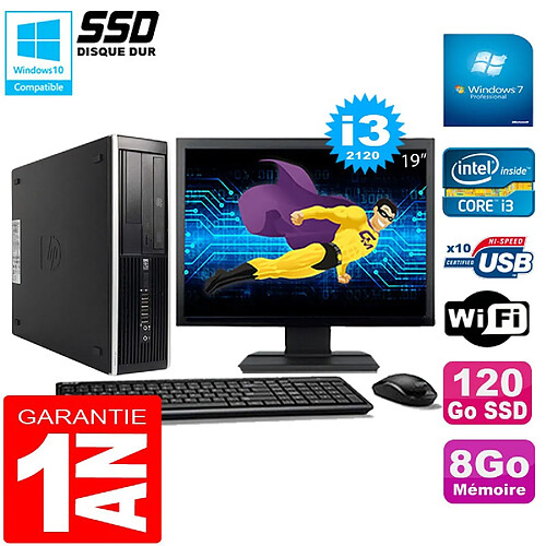 PC HP Compaq Pro 6300 SFF I3-2120 8Go 120Go SSD Graveur DVD Wifi W7 Ecran 19" · Occasion