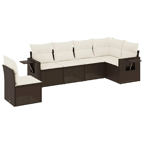 Maison Chic Salon de jardin avec coussins 6 pcs, Ensemble Tables et chaises de jardin, marron résine tressée -GKD155626