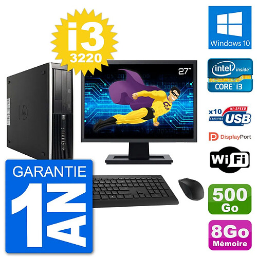 PC HP Compaq Pro 6300 SFF Ecran 27" i3-3220 RAM 8Go Disque 500Go Windows 10 Wifi · Occasion