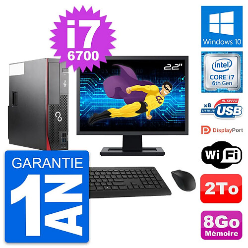 PC Fujitsu D556 DT Ecran 22" Intel i7-6700 RAM 8Go Disque 2To Windows 10 Wifi · Occasion