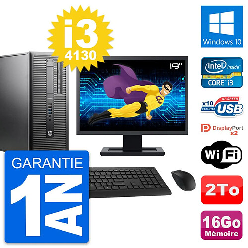 PC Tour HP ProDesk 600 G1 Ecran 19" i3-4130 RAM 16Go Disque 2To Windows 10 Wifi · Occasion