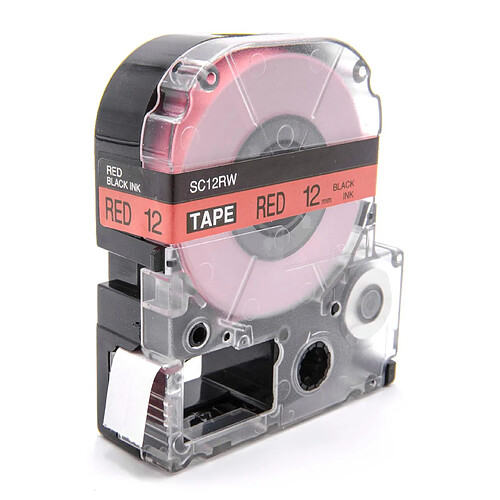 Cassette à ruban vhbw 12mm pour Epson OK500P, OK720, OK900P, LW-300, LW-400. Remplace: LC-4YRN, SC12RW.