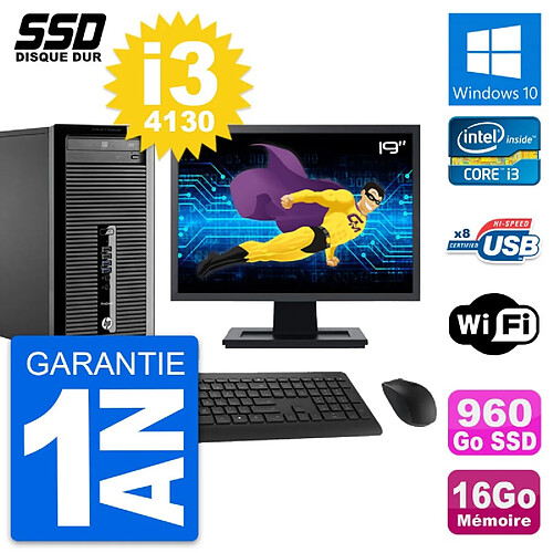 PC Tour HP 400 G1 Ecran 19" Intel i3-4130 RAM 16Go SSD 960Go Windows 10 Wifi · Occasion