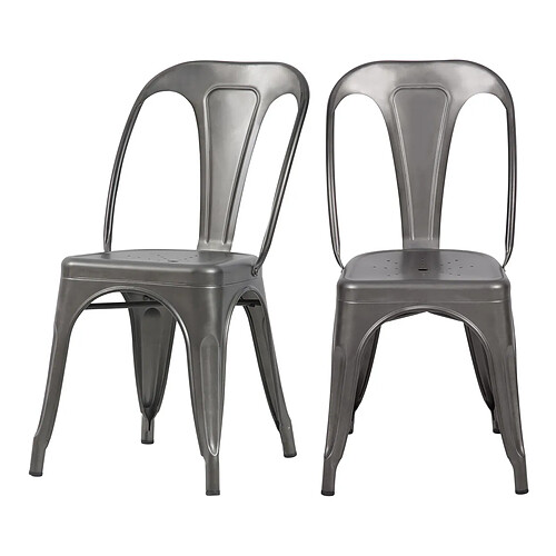 Rendez Vous Deco Chaise Indus gris acier (lot de 2)