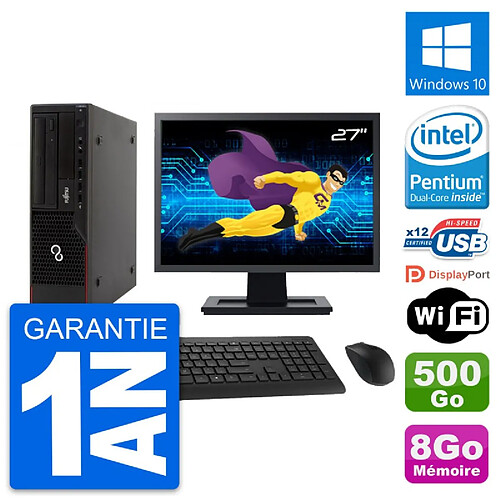 PC Fujitsu E910 DT Ecran 27" Intel G630 RAM 8Go Disque 500Go Windows 10 Wifi · Occasion