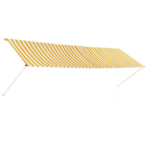 Maison Chic Store banne | Auvent rétractable de porte | Marquise Brise-soleil 400x150 cm Jaune et blanc -GKD72581