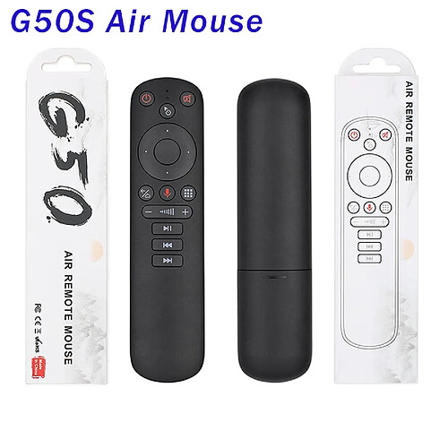 Universal G50S Flying Air Mouse Google Voice Infrarouge Apprentissage Microphone Gyroscope Télécommande 2.4G Sans fil G50 x96 Mini x96 Max avec G30S | Télécommande(Le noir)