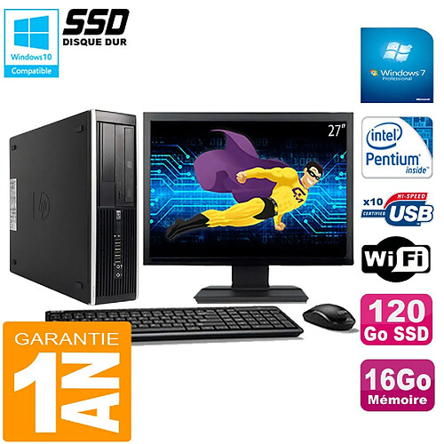 PC HP Compaq Pro 6300 SFF G630 RAM 16Go 120Go SSD Graveur DVD Wifi W7 Ecran 27" · Occasion