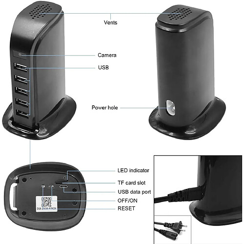 Yonis Multiprise USB Caméra Cachée