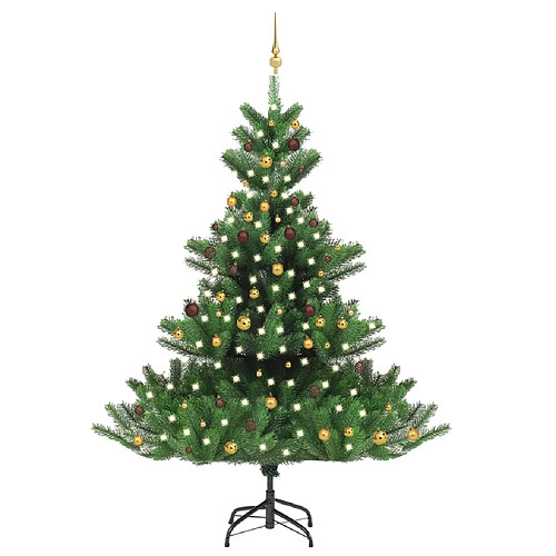 vidaXL Sapin de Noël artificiel Nordmann avec LED et boules Vert 240cm