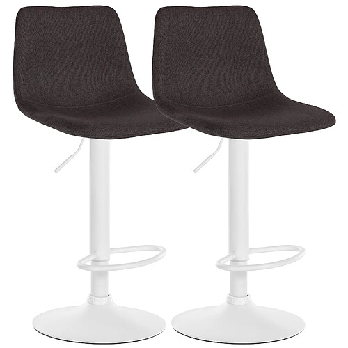 Non Lot de 2 tabourets de bar Divo tissu blanc