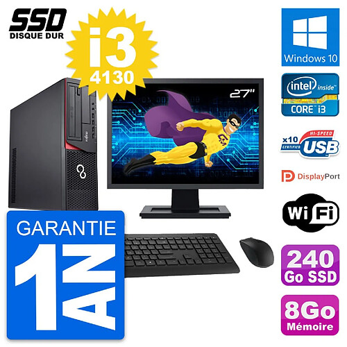 PC Fujitsu E920 DT Ecran 27" Intel i3-4130 RAM 8Go SSD 240Go Windows 10 Wifi · Occasion