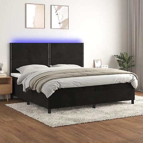 Sommier à lattes,Cadre à lattes de lit pour Adulte matelas et LED Noir 200x200 cm Velours -MN28419