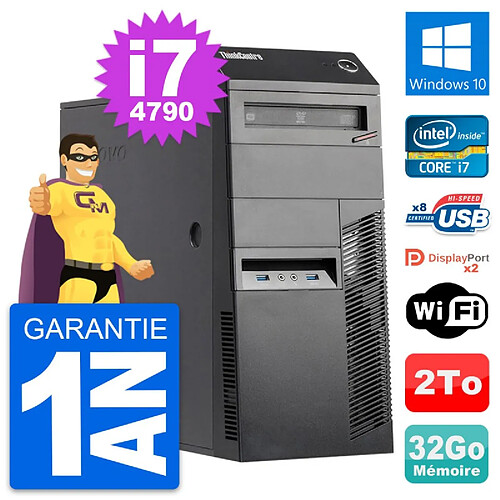 PC Tour Lenovo ThinkCentre M83 Intel i7-4790 RAM 32Go Disque 2To Windows 10 Wifi · Occasion