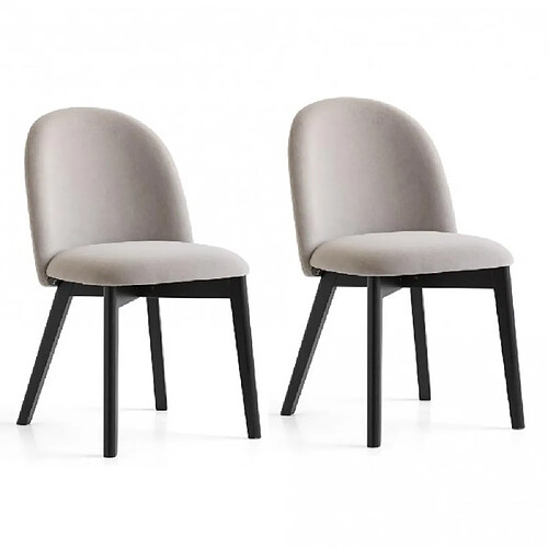 Inside 75 Lot de 2 Chaises rembourré TUKA structure bois foncé tissu gris sable