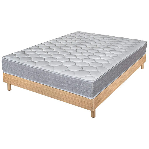 Ebac Matelas et sommier 140x190 Madere - Decokit - Soutien ferme - Sommier en kit - Chêne