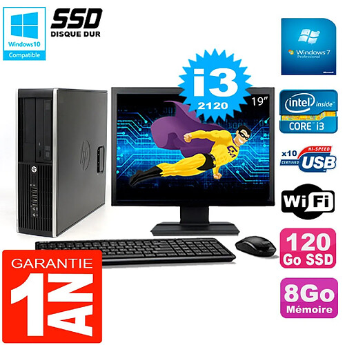 PC HP Compaq 8300 SFF Ecran 19" Core I3-2120 RAM 8Go Disque 120 Go SSD Wifi W7 · Occasion