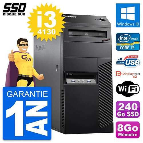 PC Tour Lenovo ThinkCentre M83 Intel i3-4130 RAM 8Go SSD 240Go Windows 10 Wifi · Occasion