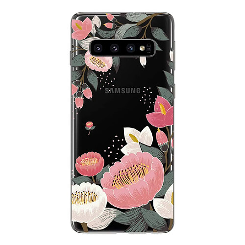 novago Compatible avec Samsung Galaxy S10 Coque en Gel Souple Transparent et Solide avec Impression de qualité (Grosse Fleur)