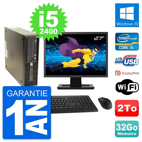 PC HP Z210 SFF Ecran 27" Intel Core i5-2400 RAM 32Go Disque 2To Windows 10 Wifi · Occasion