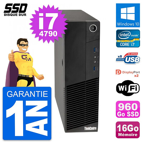 PC Lenovo ThinkCentre M83 SFF Intel i7-4790 RAM 16Go SSD 960Go Windows 10 Wifi · Occasion