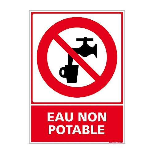 Signaletique Biz Panneau Eau Non Potable. Panneau Interdiction de Boire l'Eau. Autocollant Eau Non Potable, PVC ou Aluminium - 150 x 210 mm - Adhésif - Adhésif