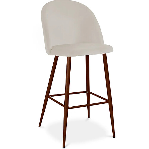 ICONIK INTERIOR Tabouret tapissé en velours - Design scandinave - Evelyne Beige