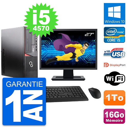 PC Fujitsu E920 DT Ecran 27" Intel i5-4570 RAM 16Go Disque 1To Windows 10 Wifi · Occasion