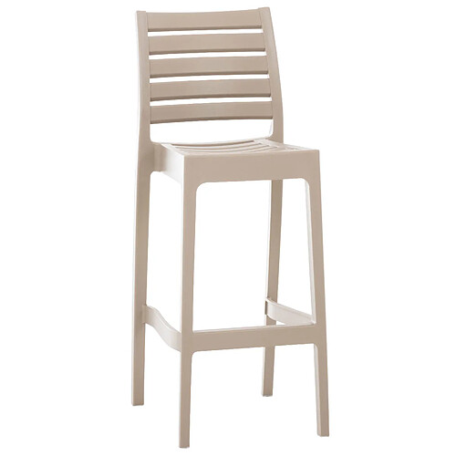 Decoshop26 Tabouret de bar pour intérieur ou extérieur en plastique beige empilable avec repose-pieds 10_MDJ10229