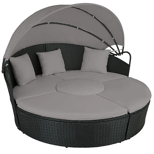 Tectake Bain de soleil rond modulable SANTORIN - noir/gris