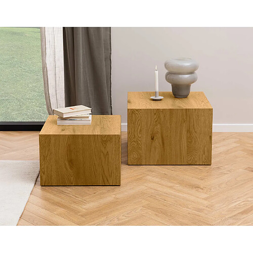 Lisa Design Pueblo - lot de 2 tables basses - effet bois - 58 et 50 cm